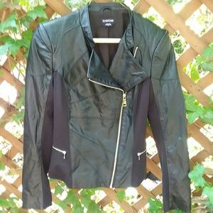 bebe Black Genuine Leather & Knitted Jacket SP